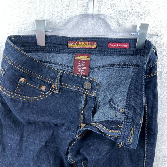 2 BWU Skinny Jeans Super Low Rise Embroidered Pockets Womens Blue Size 11 - Picture 4 of 11